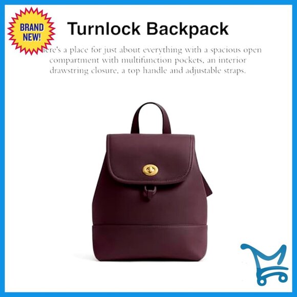 Leather Backpack with Turnlock Closure Adjustable Straps Spacious Compartment main image 5